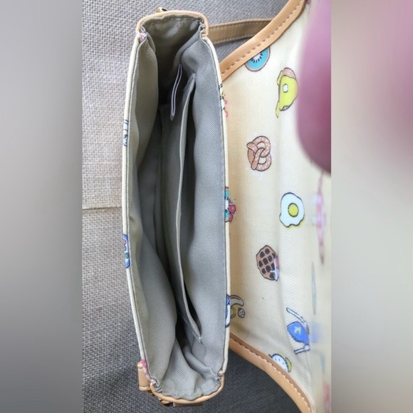 Small Pale Yellow Playful Print Crossbody Purse Pocketbook Whimsical Fun Twee - Picture 5 of 10